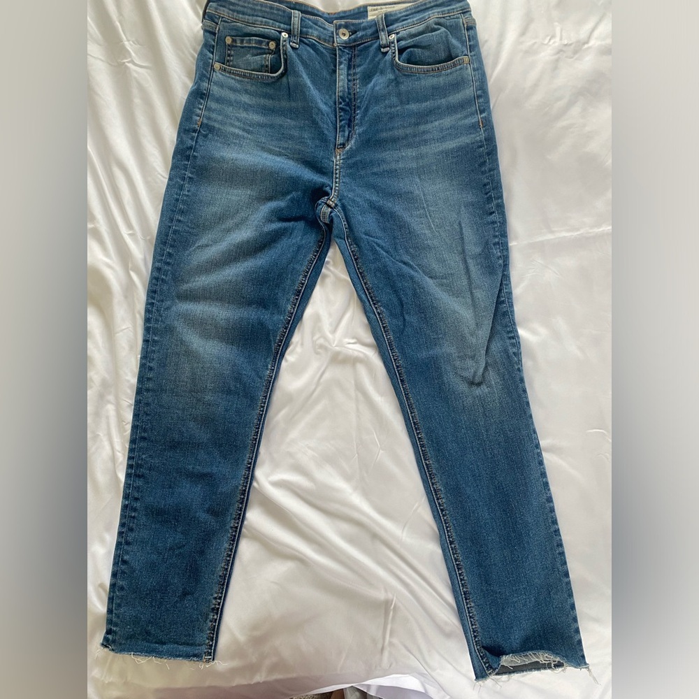 rag & bone nina high-rise skinny raw hem, aviation way wash. Size 32, worn once